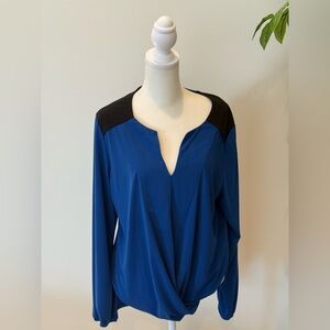 Elegant Blue and Black Women's Blouse